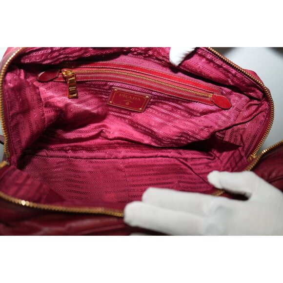 Prada Leather Calfskin Bauletto Handbag Shoulder Bag - Picture 6 of 9